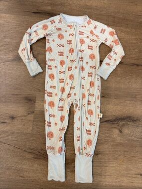 Ollies Day Cream Pajamas with Orange Turkey Print
